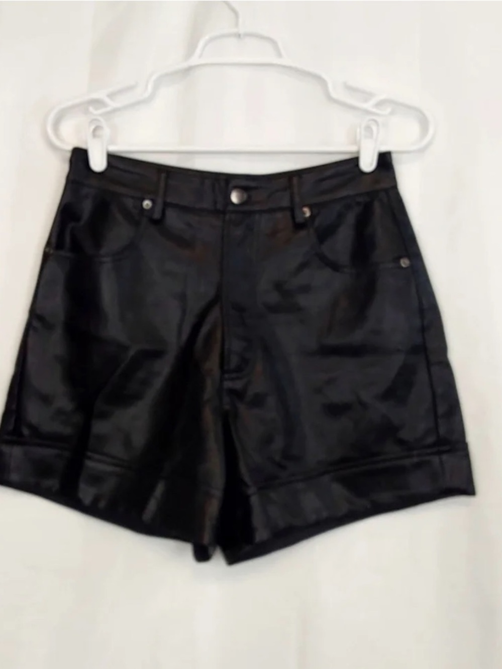 Olivaceous Black Faux Leather High-Rise Shorts